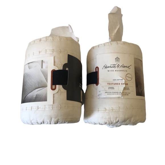 2 Hearth & Hand Magnolia Standard Solid Texture Pillow Shams Chip Joanna Gaines - Picture 5 of 10